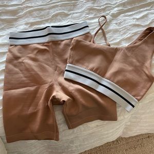 Women's Tan Bike Shorts Set